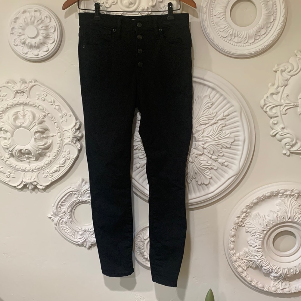 Button front black jeans